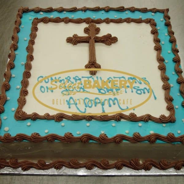 Baptism Cake - Framed Cross