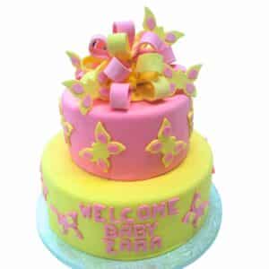 Baby Shower Cake Pink and Yellow