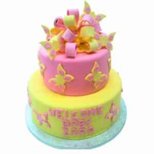 Welcome Baby Girl Butterfly Cake
