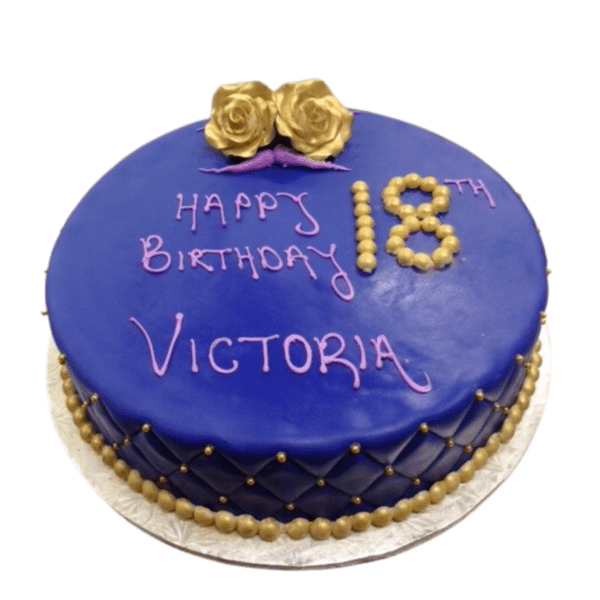 Blue and Gold Birthday Cake 465