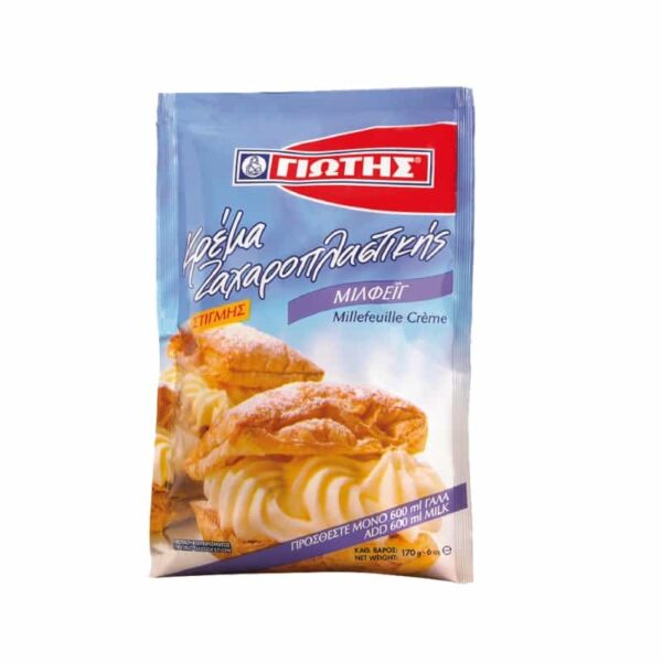 JOTIS MILLEFEUILLE PASTRY CREAM 170 g A sweet idea came to fulfill the JOTIS confectionery products, Crème Patisserie. The cream Confectionery Jotis is made with natural ingredients and has a guarantee of quality.