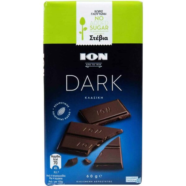 ION Dark Chocolate with Stevia 60g